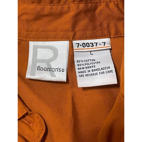 Roamans Womens Plus Size L 18W Button Up Shirt Tunic Long Sleeves Fall Orange - Picture 3 of 5